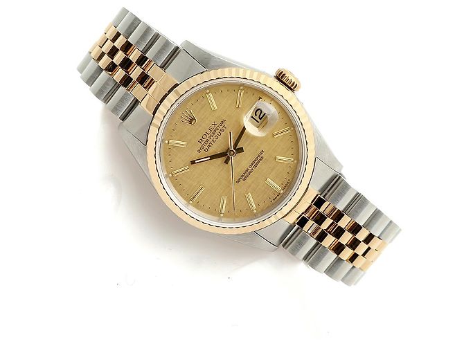 Orologio Rolex Datejust Combo da Uomo Quadrante in Lino Bokeh Index D'oro - vista 21