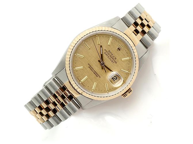 Orologio Rolex Datejust Combo da Uomo Quadrante in Lino Bokeh Index D'oro - vista 22