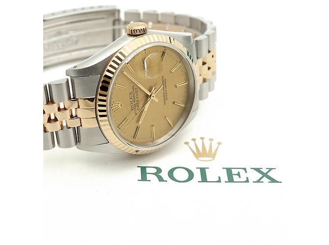 Orologio Rolex Datejust Combo da Uomo Quadrante in Lino Bokeh Index D'oro - vista 23