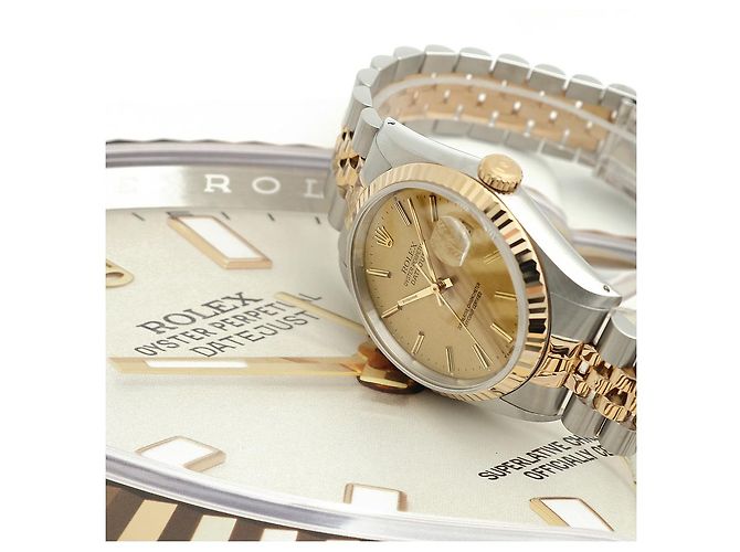 Orologio Rolex Datejust Combo da Uomo Quadrante in Lino Bokeh Index D'oro - vista 24