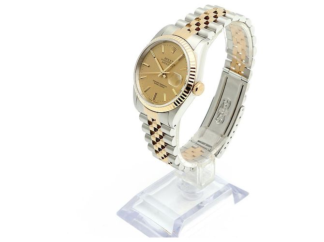 Orologio Rolex Datejust Combo da Uomo Quadrante in Lino Bokeh Index D'oro - vista 4
