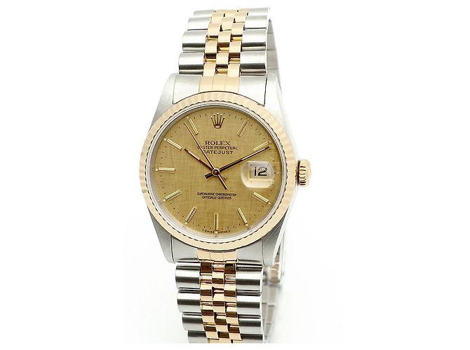 Orologio Rolex Datejust Combo da Uomo Quadrante in Lino Bokeh Index D'oro - vista 8