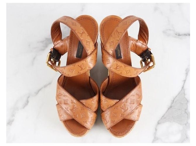 Louis Vuitton Sandali con zeppa monogram per donna Marrone - vista 9