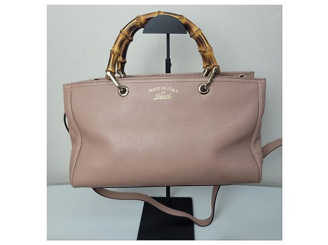 Bamboo Gucci Pelle con accenti oro chiaro bambù in Indie Pink Rosa - vista 2