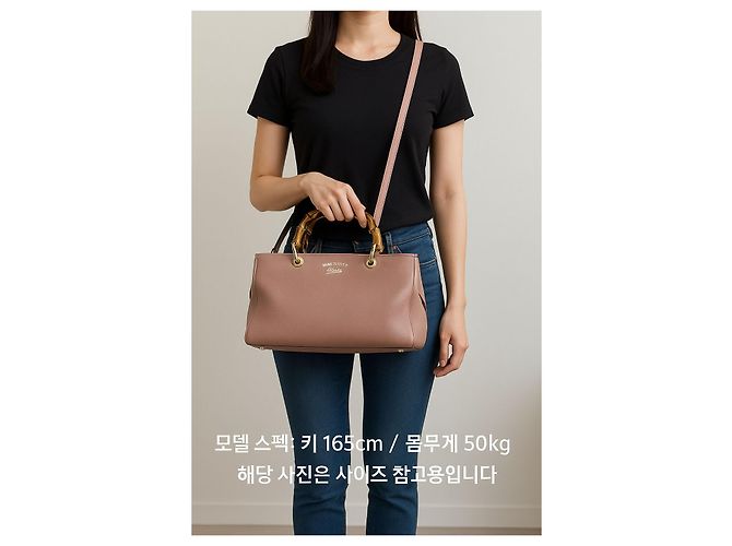 Bamboo Gucci Pelle con accenti oro chiaro bambù in Indie Pink Rosa - vista 3