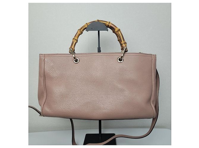 Bamboo Gucci Pelle con accenti oro chiaro bambù in Indie Pink Rosa - vista 6