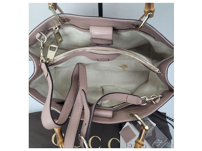 Bamboo Gucci Pelle con accenti oro chiaro bambù in Indie Pink Rosa - vista 7