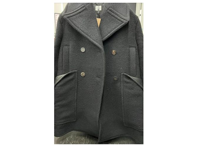 Burberry Abrigo largo negro de cuello grande oversize y doble botonadura, reacondicionado - vista 2