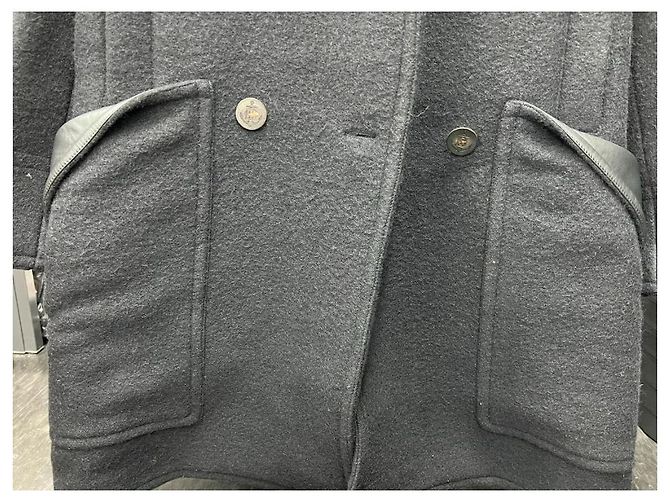 Burberry Abrigo largo negro de cuello grande oversize y doble botonadura, reacondicionado - vista 4