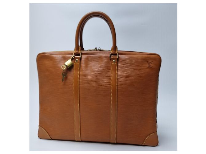 Louis Vuitton Borsa Documenti Epi in Camel per Uomo e Donna (Valigetta di classe superiore, buon stato interno) Marrone - vista 3