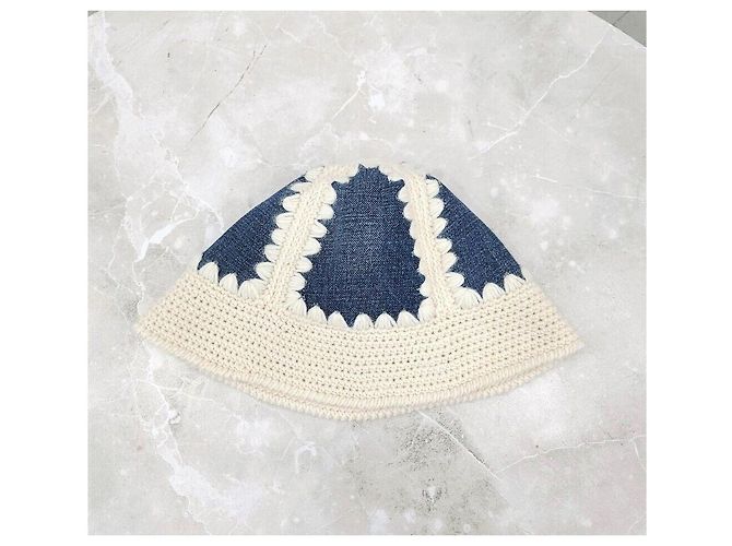 Céline Nuovo Bucket Hat in Denim e Lana Crochet Triomphe Multicolore - vista 2