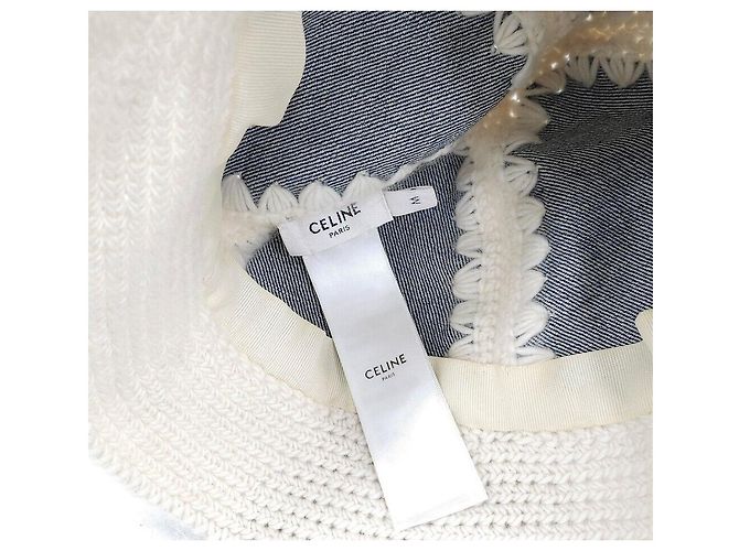 Céline Nuovo Bucket Hat in Denim e Lana Crochet Triomphe Multicolore - vista 5