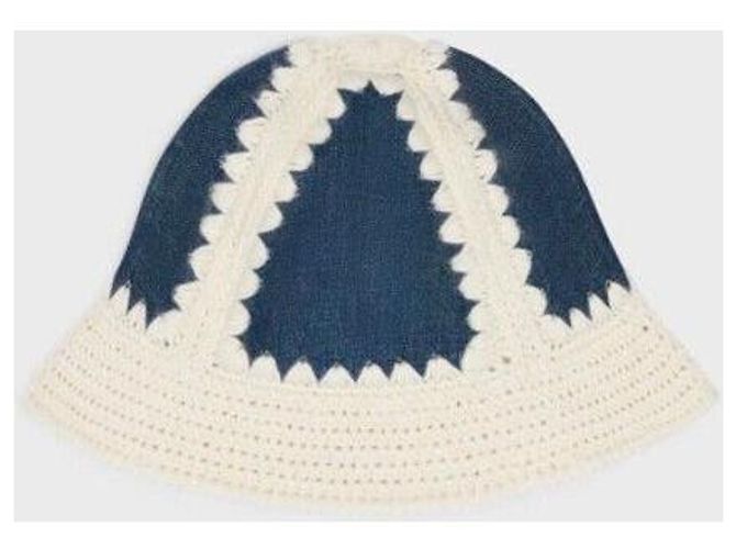 Céline Nuovo Bucket Hat in Denim e Lana Crochet Triomphe Multicolore - vista 7
