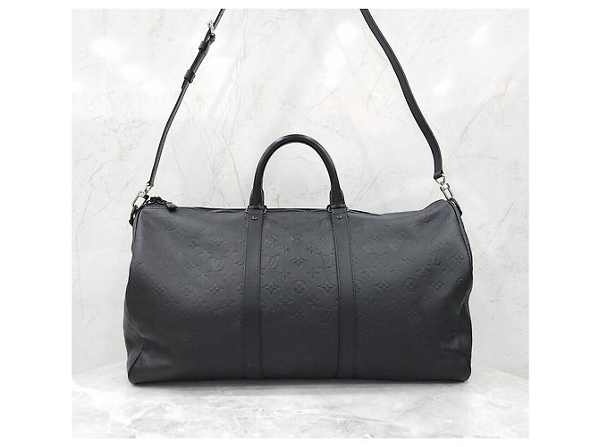 Louis Vuitton Keepall Bandoulière Black Shadow Monogram Nero - vista 3