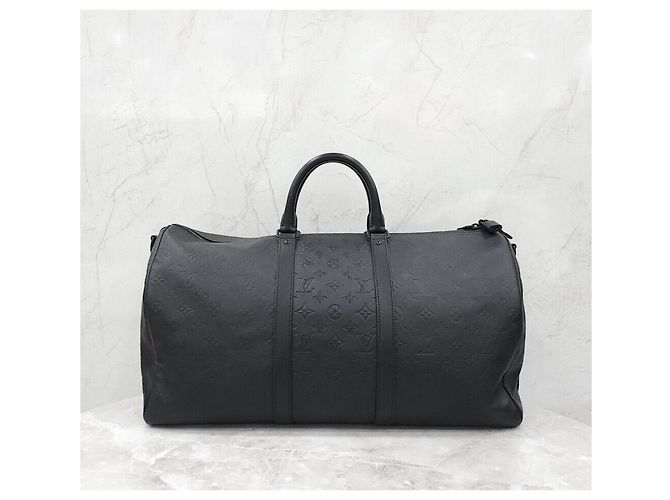 Louis Vuitton Keepall Bandoulière Black Shadow Monogram Nero - vista 4