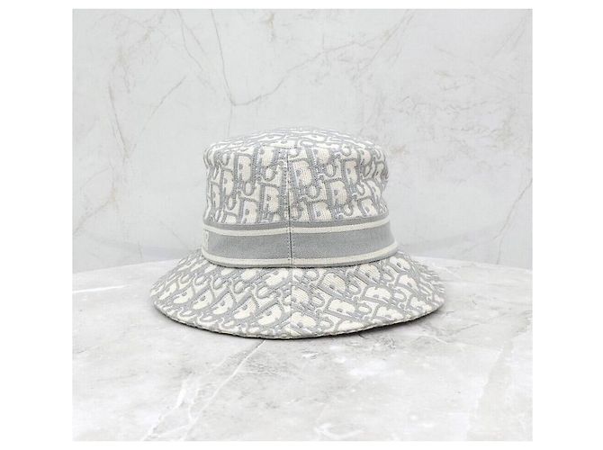 Dior Oblique Bestickter Bucket Hat Grau Braun - Ansicht 2