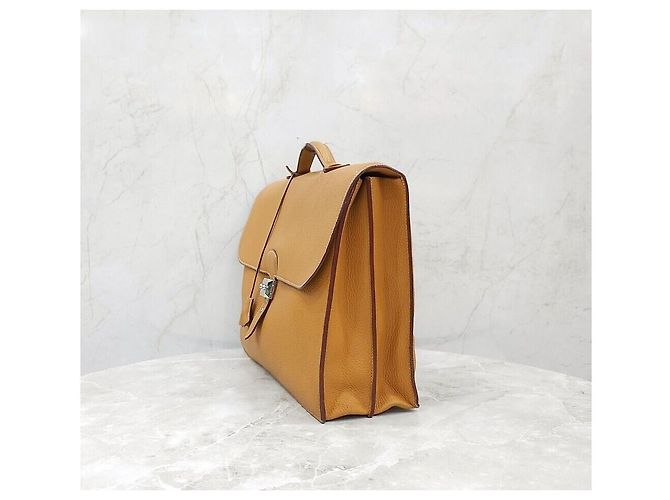 Hermès Valigetta Depeche Sesame Gold Arancione - vista 2