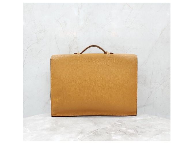 Hermès Valigetta Depeche Sesame Gold Arancione - vista 3