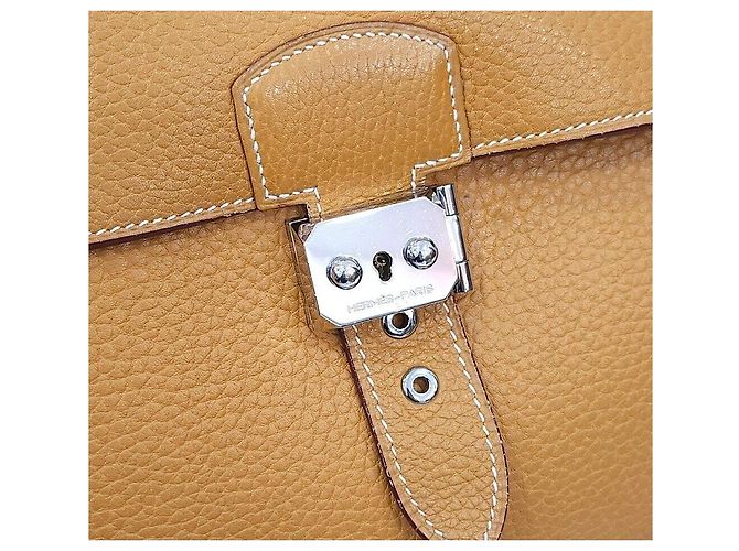 Hermès Valigetta Depeche Sesame Gold Arancione - vista 5