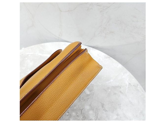 Hermès Valigetta Depeche Sesame Gold Arancione - vista 7