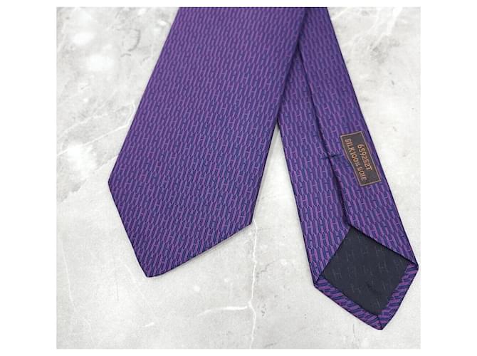 Hermès Cravatta in seta Violet Marine Porpora - vista 3