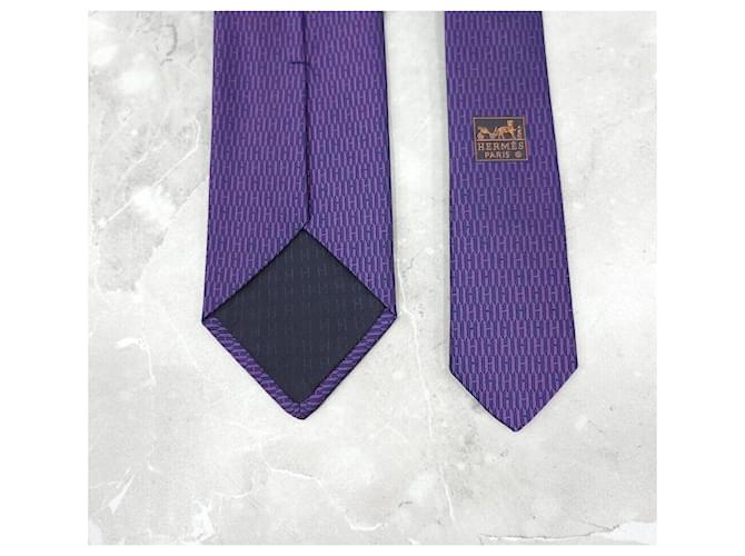 Hermès Cravatta in seta Violet Marine Porpora - vista 4