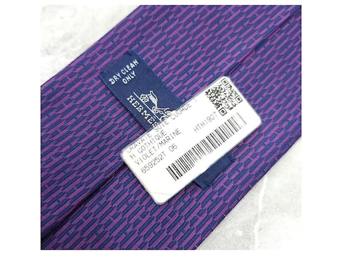 Hermès Cravatta in seta Violet Marine Porpora - vista 5