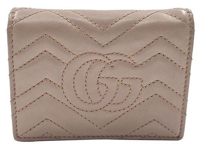 Gucci Mini billetera Marmont Matelassé Castaño - vista 4
