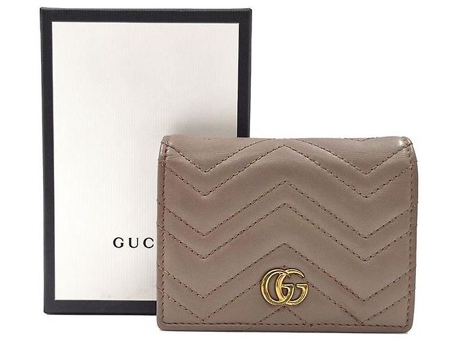 Gucci Mini billetera Marmont Matelassé Castaño - vista 8