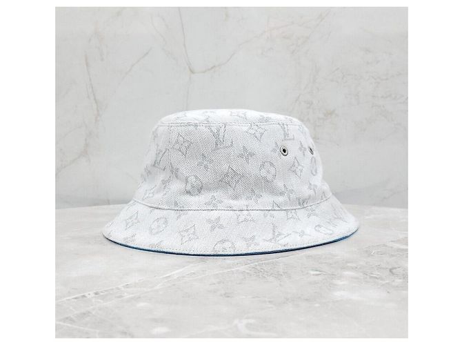 Louis Vuitton LV Monogram Reversible Bucket Hat Denim Blue Blau - Ansicht 2