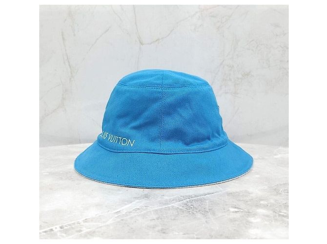 Louis Vuitton LV Monogram Reversible Bucket Hat Denim Blue Blau - Ansicht 5