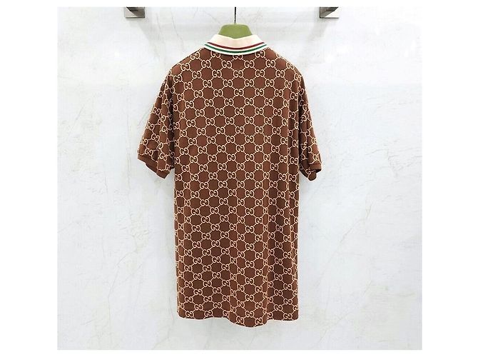 Gucci Braunes Stretch-Baumwoll-Polo gg GG - Ansicht 2