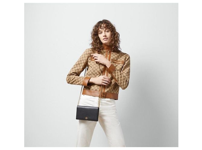 Gucci Mini borsa a catena in pelle GG Marmont Nero - vista 8