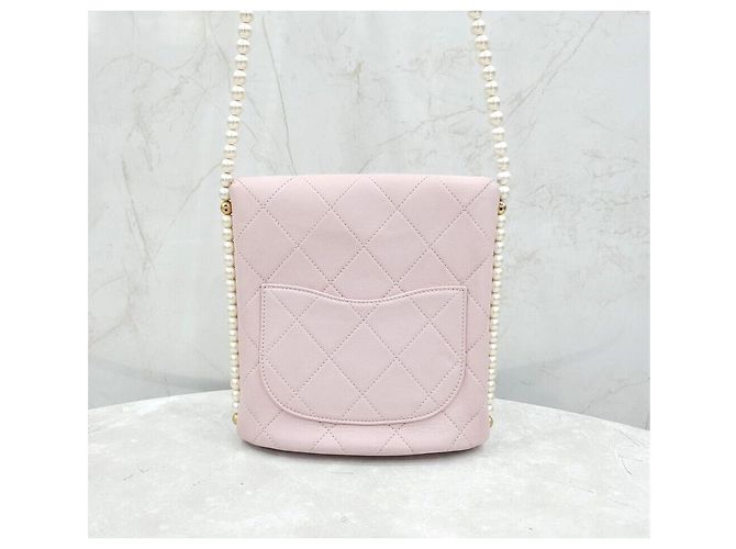 Chanel Bolsa transversal CC Logo com detalhes em pérolas Branco - vista 3