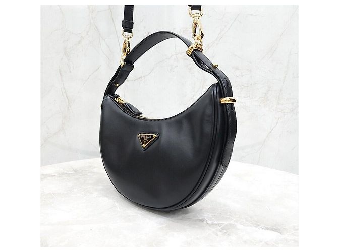 Prada Piccola borsa a tracolla in pelle Arke Nero - vista 2