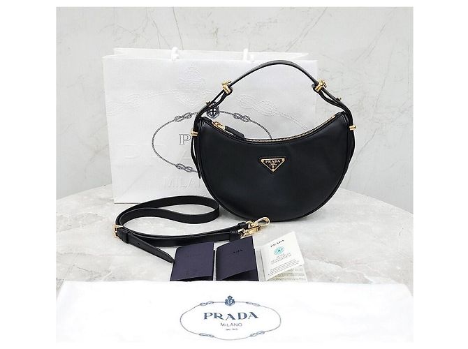 Prada Piccola borsa a tracolla in pelle Arke Nero - vista 7