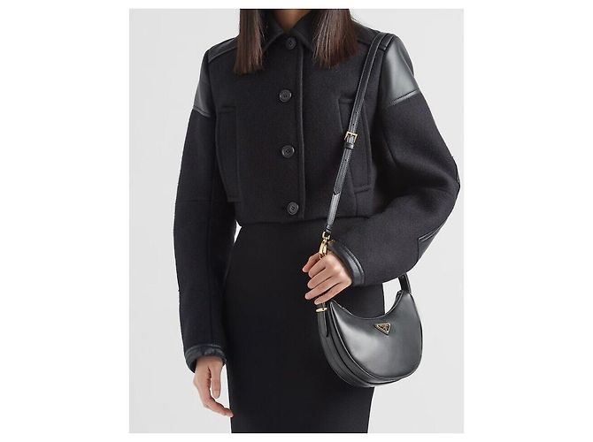Prada Piccola borsa a tracolla in pelle Arke Nero - vista 8