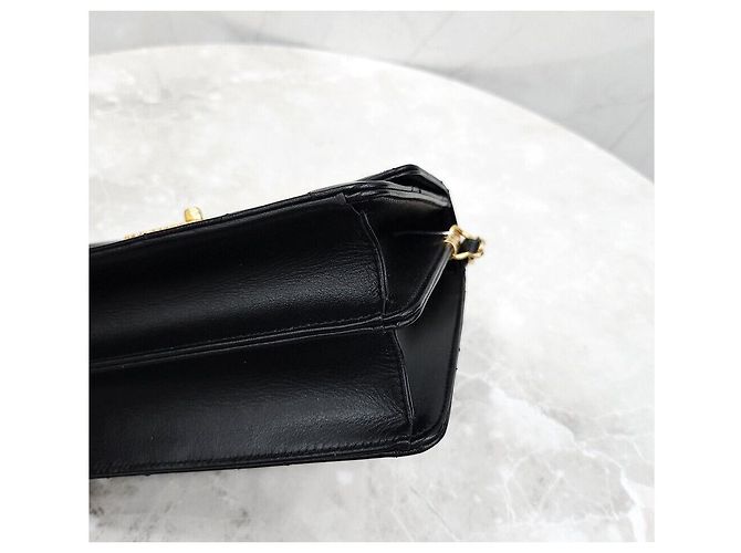 Chanel Nuova Mini Flap Bag in pelle di vitello Strass Oro Metal Interno Chip Nero - vista 5