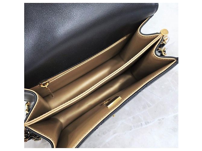 Chanel Nuova Mini Flap Bag in pelle di vitello Strass Oro Metal Interno Chip Nero - vista 6