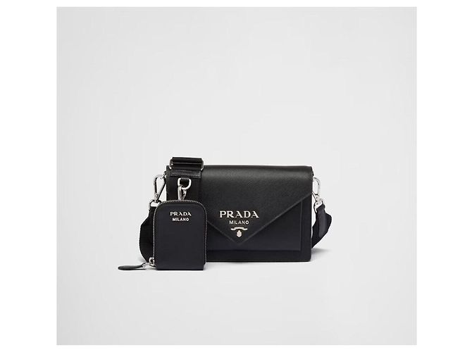 Prada Bolsa transversal Saffiano Envelope Preto - vista 10