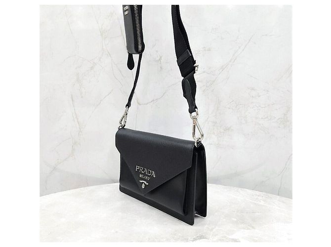 Prada Bolsa transversal Saffiano Envelope Preto - vista 2