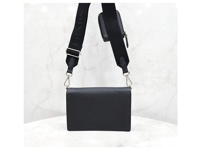 Prada Bolsa transversal Saffiano Envelope Preto - vista 3