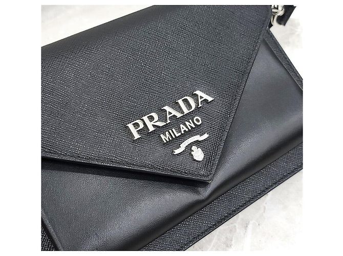 Prada Bolsa transversal Saffiano Envelope Preto - vista 5