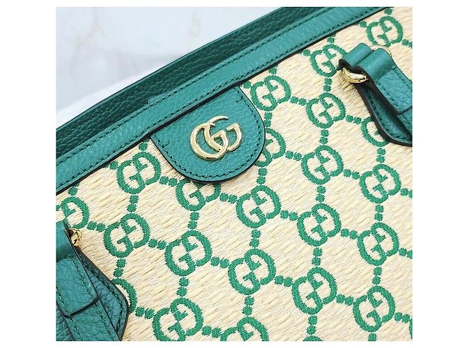 Gucci Borsa a tracolla Tote Ophidia Rafia Medium Multicolore - vista 5