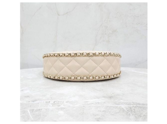 Chanel Borsa Hobo New Moon Small Ecru Champagne Gold con nuova microchip interna Bianco - vista 6