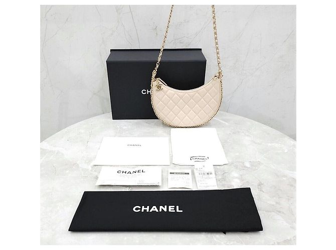 Chanel Borsa Hobo New Moon Small Ecru Champagne Gold con nuova microchip interna Bianco - vista 9