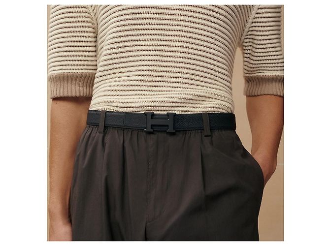 Hermès Reversible Leather Strap Belt with Buckle Black - view 6