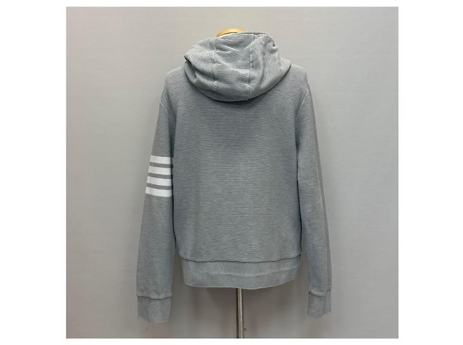Thom Browne Felpa con cappuccio e zip in cotone Ottoman con tracolla laterale Marrone - vista 3
