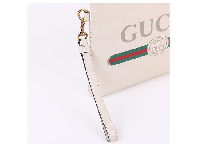 Gucci Clutch con tracolla con logo a tre strisce bianco - vista 7