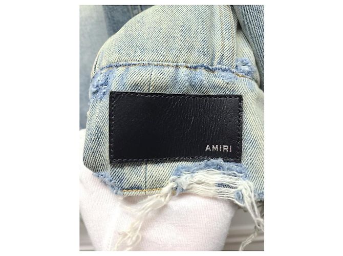 Amiri Distressed Denim Red Check Flannel Reversible Jacket - view 5